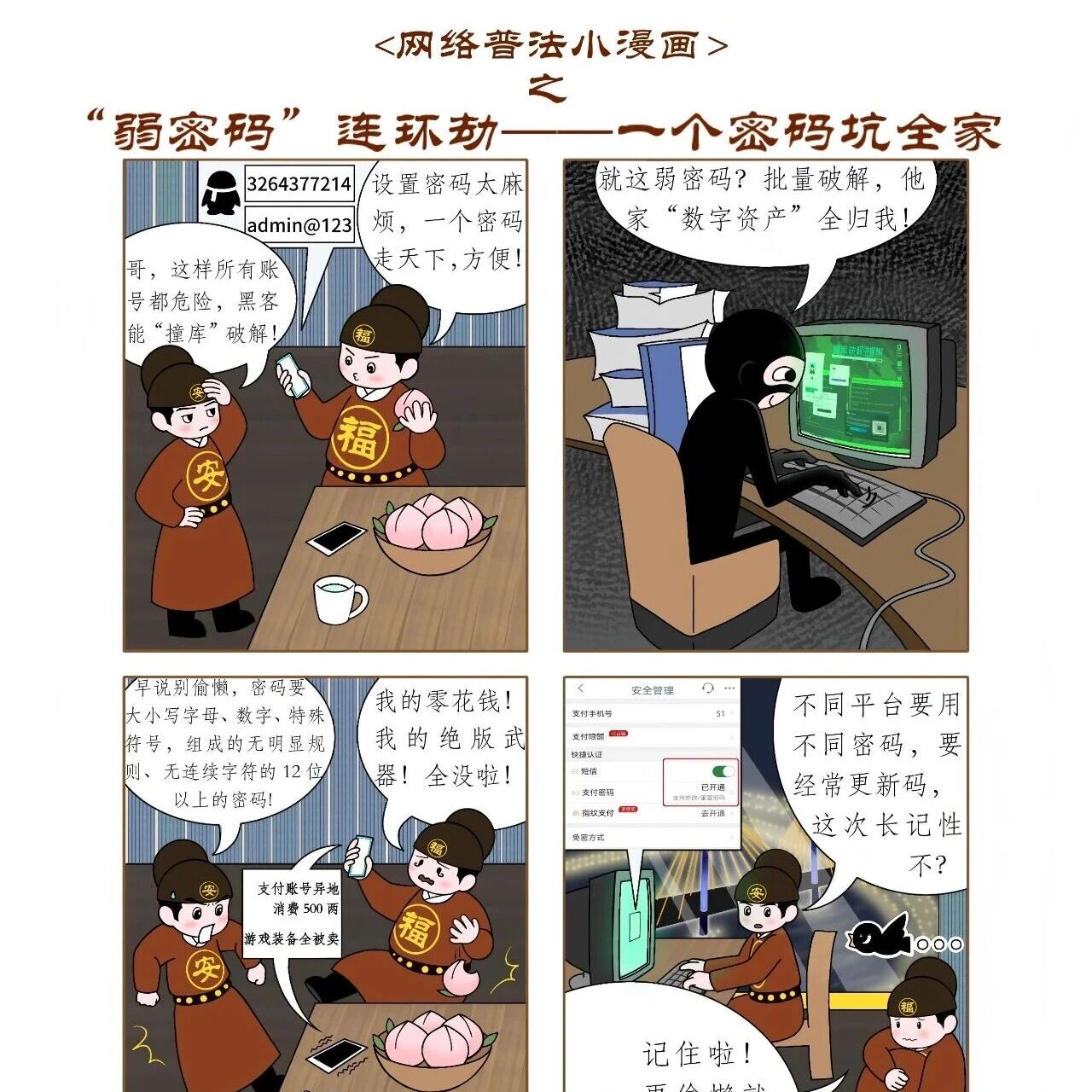 微漫普法 | “弱密码”连环劫——一个密码坑全家