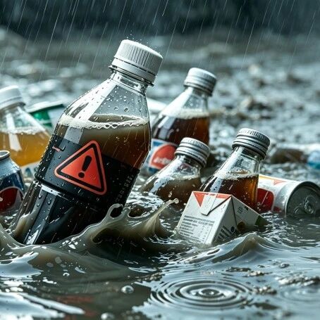被暴雨洪水泡过的饮料，没开封也不要喝！