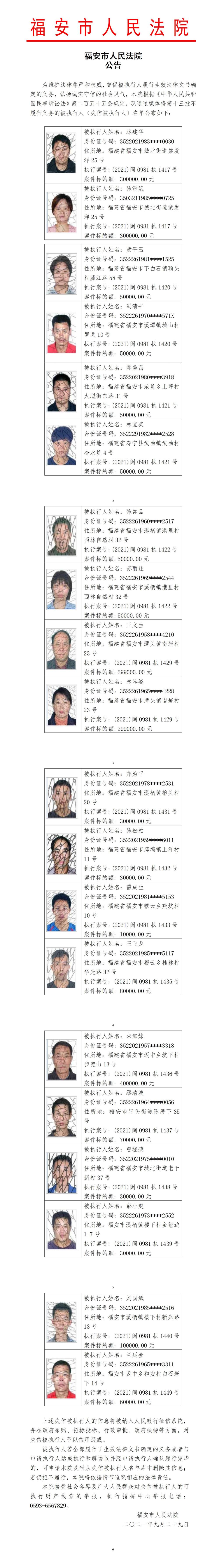 2021年第十三批失信公告
